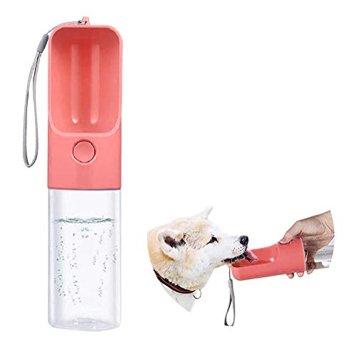 Aoweika Botella de agua para perro, botella de agua de viaje para mascotas, 450 ml, ABS de grado alimenticio, a prueba de fugas, botella de agua portátil para mascotas para caminar al aire libre