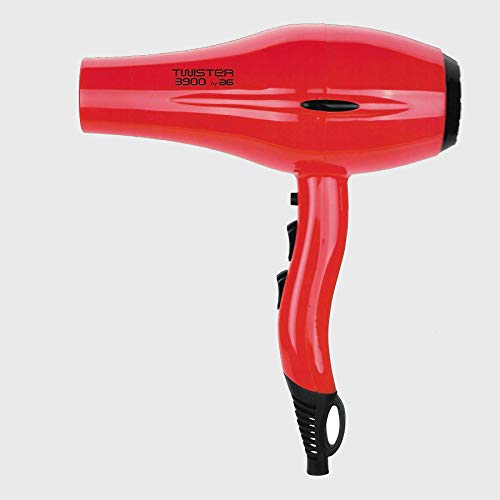 Asuer Group Secador de pelo Twister 3900 Ionic 2200W - Secador profesional iónico turmalina cerámica, color rojo - Incluye difusor y 2 boquillas | 3.000.000 iones/seg/cm³