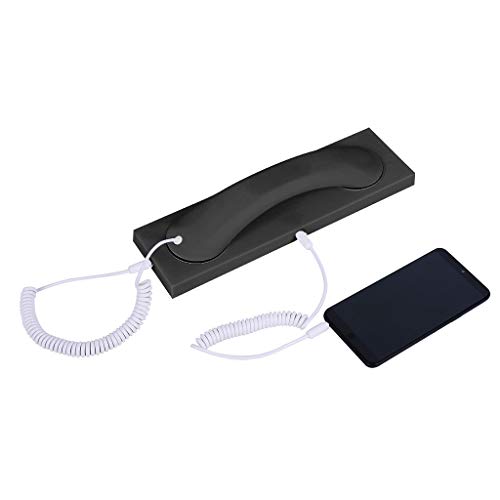Auricular de teléfono retro, 3,5 mm, para PC, micrófono con base para teléfono móvil negro