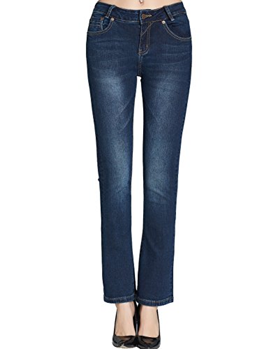 Camii Mia Jeans Acampanado Slim Fit de Cintura Media para Mujer (W26 x L30, Azul)