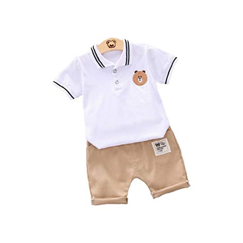 Camisa del bebé de la Manga Pantalones Cortos Set Equipo Corto de los Pantalones del niño de la Ropa del Verano Blanco de 120 cm 2 Piezas
