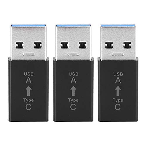 Ccylez 3 Adaptador USB a USB C, Adaptador Mini USB3.0 de una Cara USB 3.0 Macho a Conector Tipo C Hembra, Adaptador USB Tipo C Adaptador de Transferencia de Datos(Negro)
