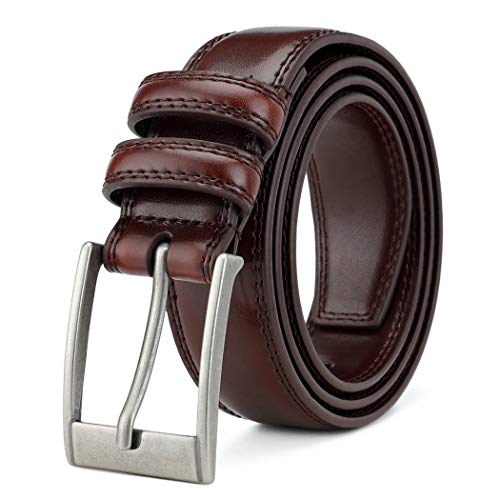 Cinturón de piel de Mozeto, 3 cm de ancho, unisex, diseño clásico y moderno marrón cintura 76 cm = longitud totale 81 cm