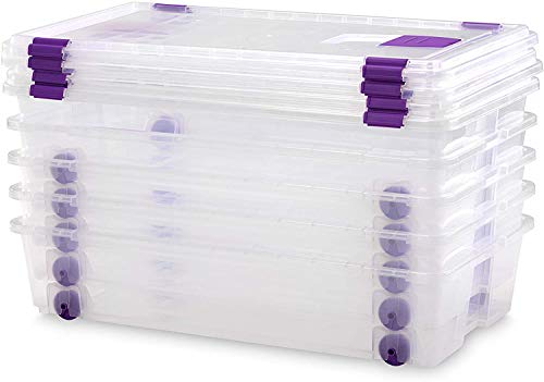 COM-FORT HOUSE Caja Plástico Almacenaje Transparente con Ruedas - Medidas 730 x 405 x 165 mm - Capacidad de 35 litros (5)