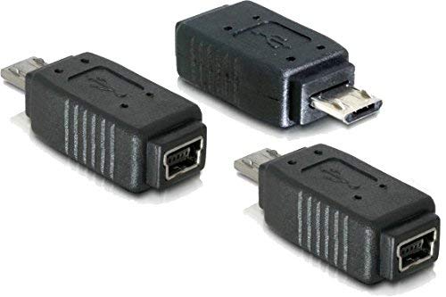 DeLOCK Adapter USB micro-B macho a mini USB 5pin hembra, Mini B Buchse -> Micro B Stecker, negro, 1