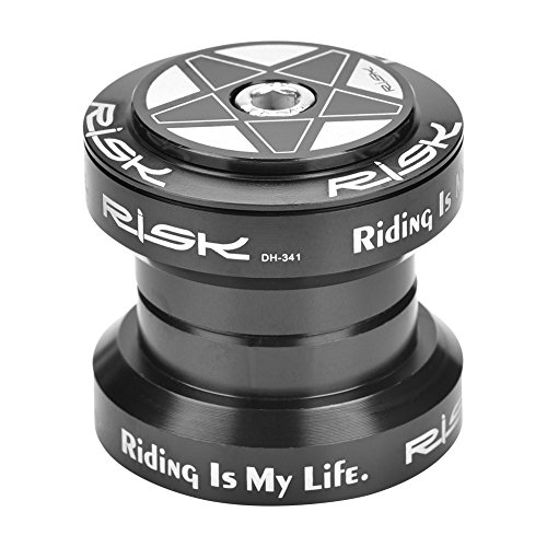 Demeras Auriculares de Bicicleta Aleación de Aluminio Auriculares de Bicicleta de 34 mm para cojinete de Horquilla de dirección Recta de 28,6 mm Rojo Negro(Black)