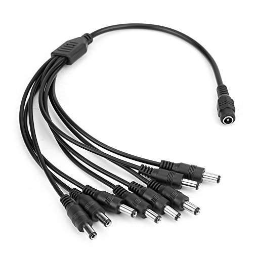 Divisor de cable de cámara DC 1 hembra a 8 machos salida cable divisor de alimentación 5.5 x 2.1 mm Adppter Y para cámaras de seguridad CCTV y tiras de luces LED