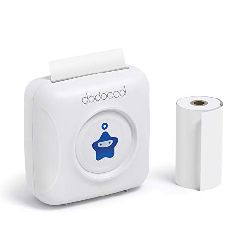 dodocool Mini Impresora Térmica Movil Inalámbrica Pequeña Bluetooth Impresora Fotográfica Móvil para Teléfonos para Teléfono Móvil Android iOS (Blanco)