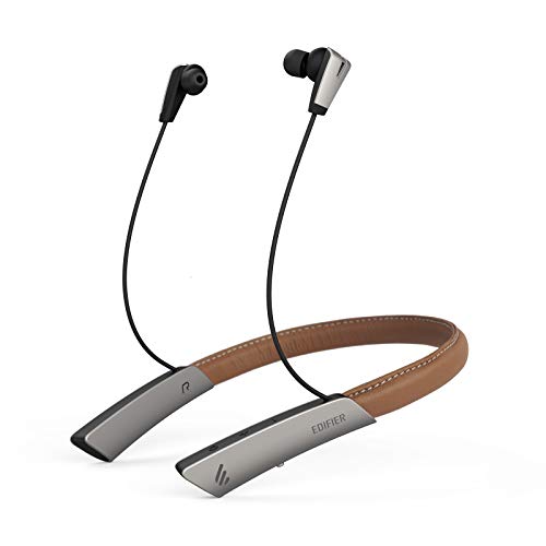 Edifier W380NB Auriculares Bluetooth, Auriculares inalámbricos con banda para el cuello con vibración de llamada, auriculares estéreo con cancelación de ruido activo Marrón