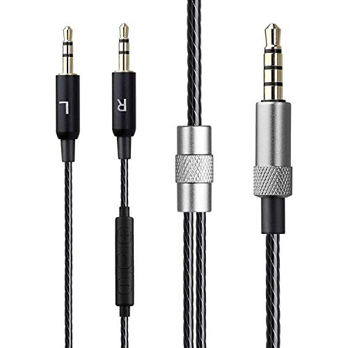 EEEKit Cable de Audio estéreo de Repuesto de 2.5 mm a 3.5 mm Cable con Cable Control Remoto con micrófono Hablar para Pistas maestras Sol Republic HD / HD2 / V8 / V10 / 12 / X3 Auriculares