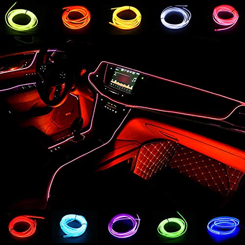 El Wire Car 2M/6FT Luz de neón 12V LED Luces frías Lámparas automáticas flexibles de neón EL Wire para decoraciones de automóviles de boda(Rojo)