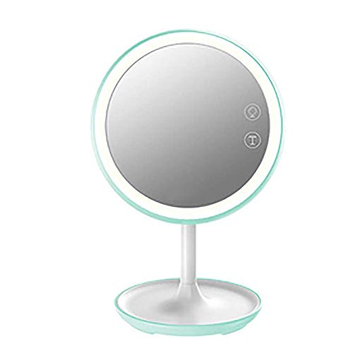 Espejo con Almacenamiento de luz Espejo de vanidad Diámetro HD LED Espejo de Maquillaje Escritorio de Carga portátil