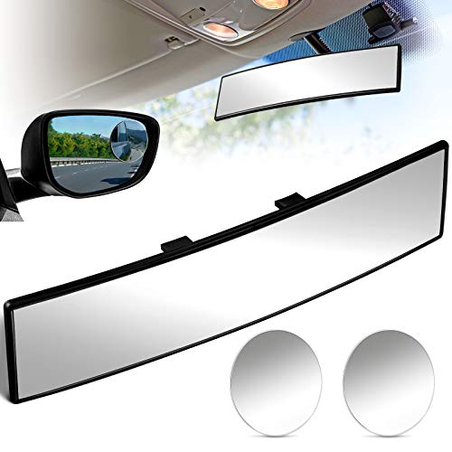 Espejo Retrovisor 300 mm Espejo Retrovisor Interior Espejo Convexo de Coche Ancho y Espejos de Punto Ciego Espejos Retrovisores Redondos Convexos para Mayoría de Automóviles (Transparente)