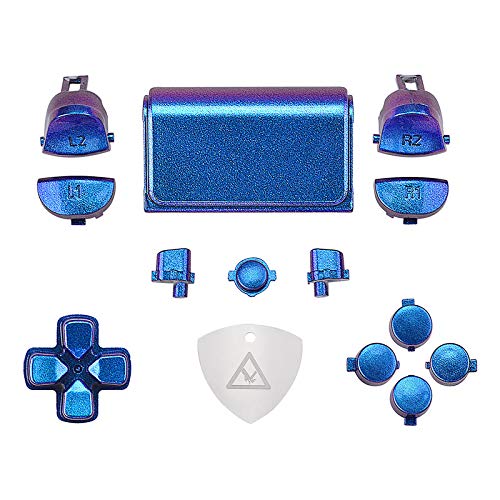 eXtremeRate Botones Mando PS4 Teclas de Repuesto D-Pad R1 L1 R2 L2 Disparador Botón Touchpad Home Share Acción Botón Opciones Kit para Mando Playstation 4 PS4 Slim Pro CUH-ZCT2(De Azul a Violeta)