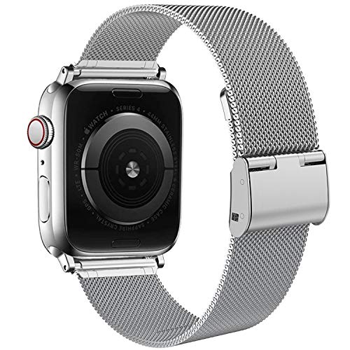 Fengyiyuda Correa Compatible con Apple Watch Correa 38 mm 42 mm 40 mm 44 mm para Mujeres Hombres, Bandas de Metal de Acero Inoxidable con Hebillas Ajustables para Iwatch Series SE/6/5/4/3/2/1