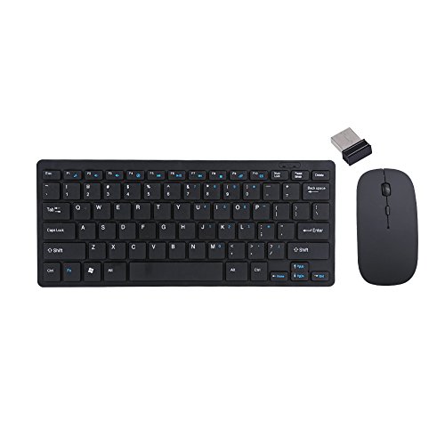 fosa 2,4 G teclado y ratón inalámbrico ultrafino ratón Kit receptor USB para Android IOS PC Laptop Apple (color: negro) op