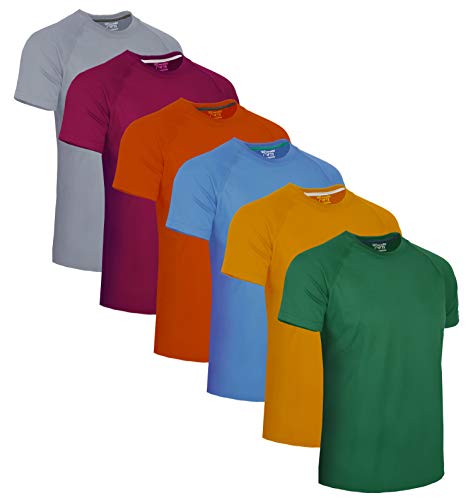 FULL TIME SPORTS® Tech 100% Poliéster Transpirable 6 Pack Casual Top Multi Pack Cuello Redondo T-Shirts Combo#3 - XX-Large