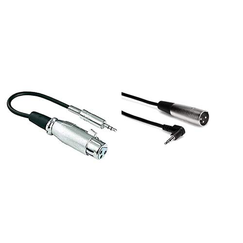 Hama Audio-Adapter Adaptador de audio XLR a 3.5 mm Jack, negro y plateado + Hosa Technology XVM115M Cable para micrófono XLR a mini jack (3.5 mm, estéreo, macho, acodado, 115 m), color negro