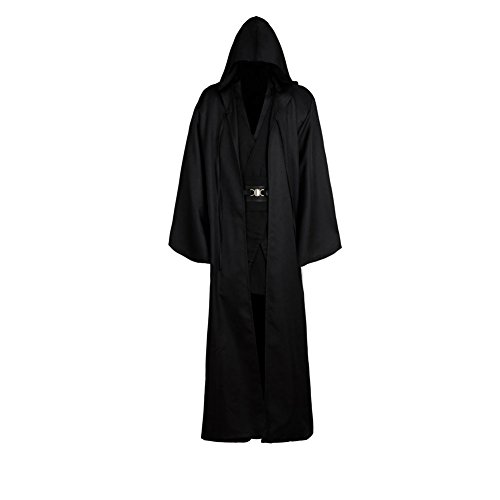 helymore Disfraz de Guerrero Medieval para Hombres Disfraz de Soldado Caballero Conjunto Completo Negro, XL
