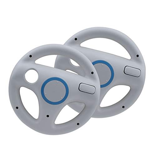 Hieefi 2PCS Racing Wheel Race sillas de Juego Volante Wii Controlador Rueda de Juego Compatible con Wii Juego Remoto Blanco
