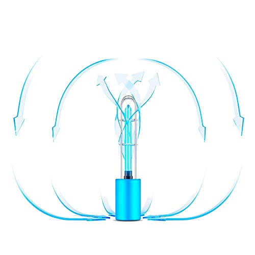 Houkiper Lámpara de esterilización ambiental, luz de esterilizador UV portátil Houkiper 5W Lámpara de esterilización de ozono 99% recargable USB, azul