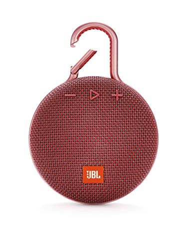 JBL Clip 3 - Altavoz inalámbrico portátil con Bluetooth, parlante resistente al agua (IPX7), hasta 10h de música continua, rojo