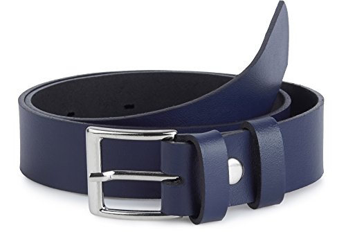 Ladeheid Cinturón de Cuero para Niños K1D5 (Azul Marino-1, 60 cm (Largo total 79 cm))
