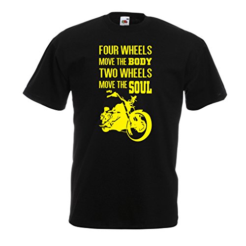 lepni.me Camisetas Hombre Dos Ruedas mueven el Alma - Refranes de los Amantes de Las Motos, Ropa de Motocicleta (XXXXX-Large Negro Multicolor)