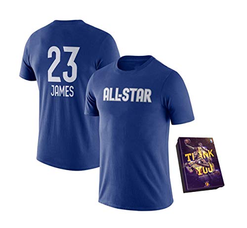 Manga Corta Conmemorativo Lakers De Los Angeles James # 23 Camiseta Hiphop Shirts de algodón Verano Deportes Cómodo y Transpirable （con Caja de Regalo） S-XXXL,Blue,L/170-175CM