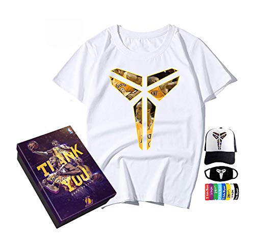 Manga Corta Conmemorativo Lakers De Los Angeles Kobe Bryant # 8# 24 Camiseta Hiphop Shirts de algodón Verano Deportes Cómodo y Transpirable （con Caja de Regalo） S-XXXL,WHITE2,M/170-175CM