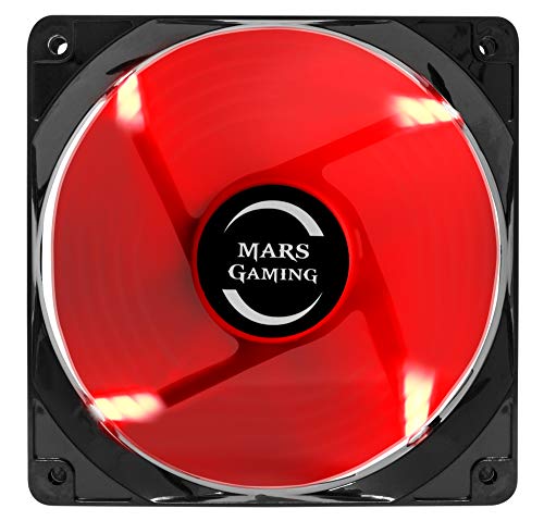 Mars Gaming MF12, Ventilador para Caja PC Gaming, Iluminación LED, Negro/ Rojo