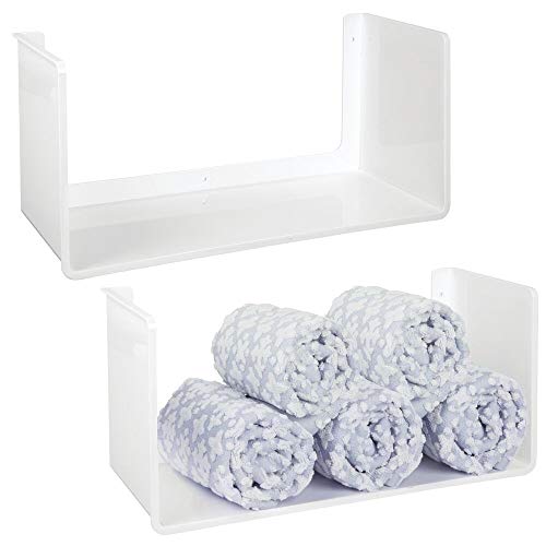 mDesign Juego de 2 estantes colgantes – Práctica estantería flotante para colgar en todos los cuartos – Organizador de pared en plástico resistente – blanco
