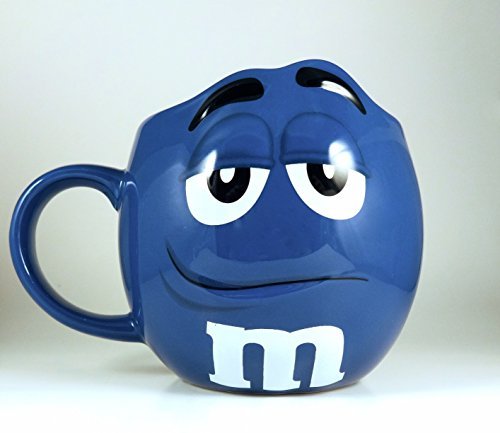M&M M&M - Taza de cerámica con diseño de cara esculpida, extra grande, 24 onzas, color azul