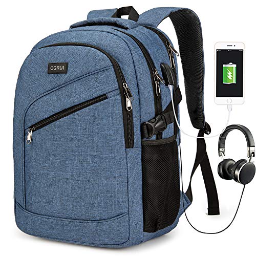 Mochila para ordenador portátil, bolsa para ordenador portátil para hombre y mujer, mochila impermeable para el día a día, mochila escolar de viaje, mochila para el día a día con puerto de carga USB