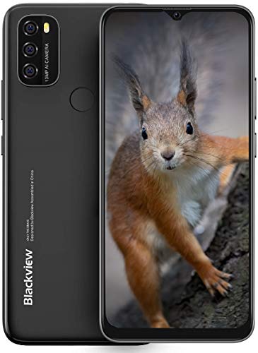 Moviles Libres, Blackview A70 Smartphone 4G de Pantalla 6.5" Water-Drop Screen, Teléfono 3GB + 32GB (SD 128GB), 13MP + 5MP, Batería 5380mAh Teléfono Móvil, Android 11, Face ID/GPS-Negro