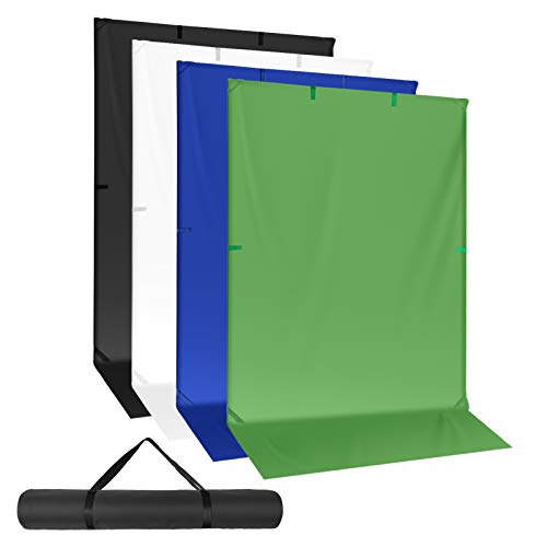 Neewer Chromakey Verde/Azul y Negro/Blanco Telón de Fondo con Soporte de Banner de Fondo Fondo de Fotografía Reversible Plegable 59"x119" Panel Chroma-Key para Estudio