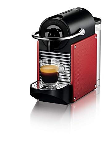 Nespresso De'Longhi Pixie EN125R - Cafetera monodosis de cápsulas Nespresso, 19 bares, apagado automático, color rojo carmín