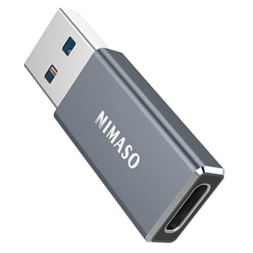 NIMASO Adaptador USB C a USB 3.0, USB-C Hembra a USB Tipo A Macho Adaptador de Carga Rápida Double Cara 3.0 Compatible para Samsung S8 Google Pixel 2 MacBook Huawei y Otros Dispositivos con USB C