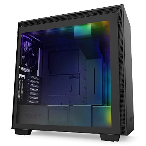NZXT H710i - Caja PC Gaming Semitorre ATX - Panel frontal E/S Puerto USB de Tipo C - Montaje Vertical de la GPU - Iluminación RGB Integrada - Preparado Refrigeración Líquida - Negro