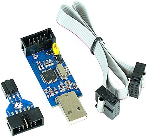 Paradisetronic.com Dispositivo de Programación USBasp 3.3V 5V con Adaptador ISP y Cable, Programador ISP USB para Atmel AVR y Arduino