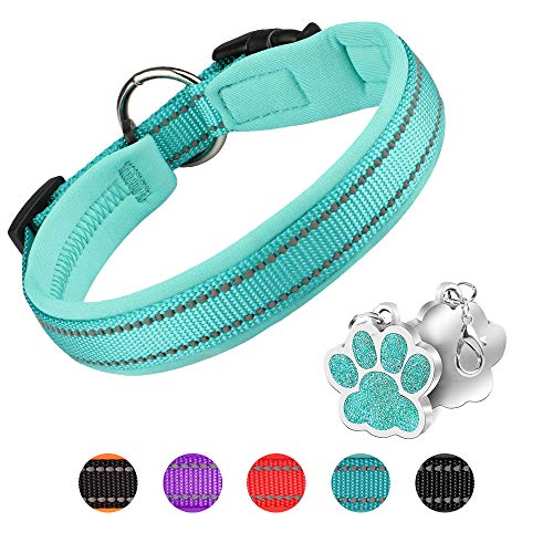 PcEoTllar Collar de Perro Suave Acolchado Neopreno Ajustable Collares Reflectantes para Mascotas para Perros PequeñOs Medianos Grandes - Azul - M