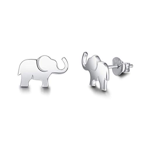 Pendientes de Elefante en Plata de ley 925 Joyas para Mujer Niñas - Dimensión: 13.2 * 8.2 mm