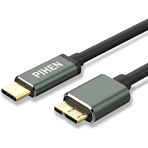 PIHEN USB C3.0 a Cable Micro-B, Cable de sincronización, Cable de Datos para Toshiba, Seagate, Samsung, WD, mi Pasaporte y más Disco Duro Externo.(0.5m)