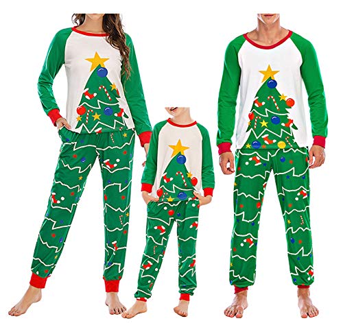 Pijama De Navidad De La Familia, De 2 Piezas En T y Pantalones De La Ropa De Noche De Navidad con El Árbol De Navidad