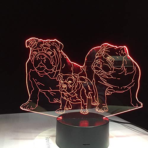 Pug Dog Family Luminosa lámpara de Mesa Novedad Color luz Nocturna decoración del hogar cabecera Animal Creativo Regalo Infantil