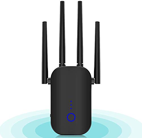 Repetidor WiFi 1200Mbps 2.4 GHz y 5GHz Amplificador Señal de Red WiFi de Doble Frecuencia Punto de Acceso Inalámbrico Enrutador WiFi Extensor,4 Antenas,Puerto Ethernet, con Ap/Repeater/Router Modos