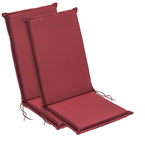 sleepling 193927 Conjunto de 2 Cojines para sillas de jardín, Respaldo Alto, 120 x 50 x 6 cm, Rojo