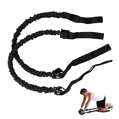 Surplex 2 Cuerdas Elásticas de Fitness Set de Banda de Resistencia Desmontable, Cuerda de tracción para rueda de rodillo de cintura, abdominal, adelgazamiento, equipo de fitness Negro