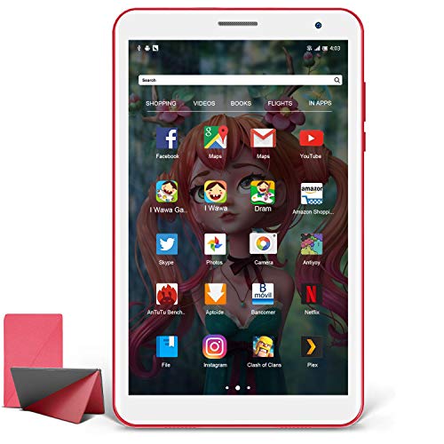 Tablet Niños 8 Pulgadas, Android 10.0 Pie Tablet PC para Niños, Pantalla IPS HD WiFi Bluetooth Quad-Core Google Play Certificación GMS 3GB + 32GB, Tablets Baratas y Buenas (Rojo)