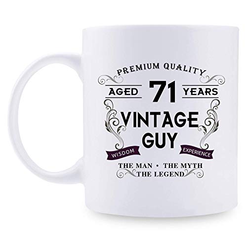 Tazas de regalo de cumpleaños número 71 para hombres - Taza de café vintage para hombre de 71 años con decoración de cumpleaños de 1949 - 11 oz Regalos de cumpleaños número 71 para papá, él, hermano,